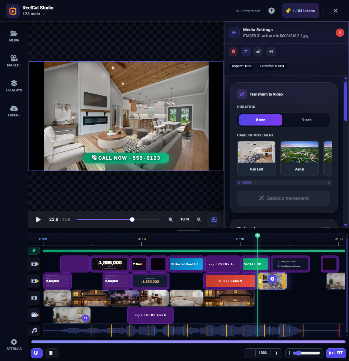 Clip Settings panel with fill mode, scale, and position controls