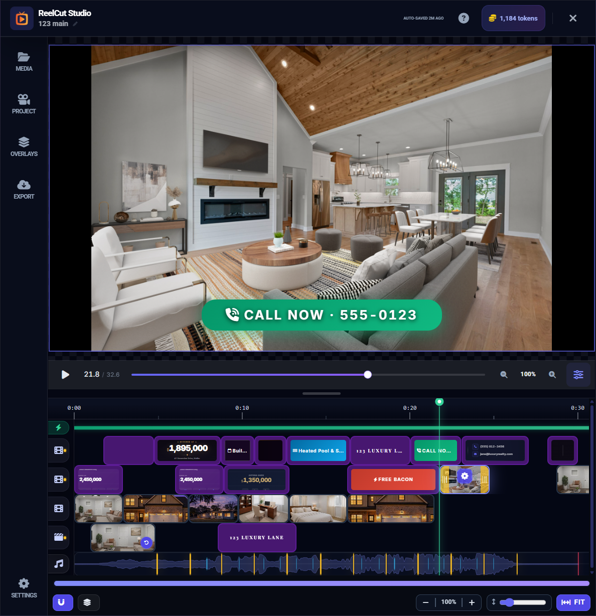 Clips arranged on the timeline tracks